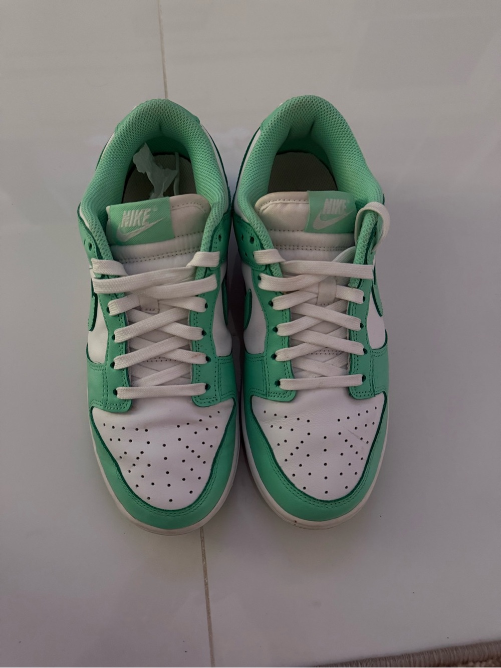 Nike Kids Low-Top Sneakers in Mint Green and White